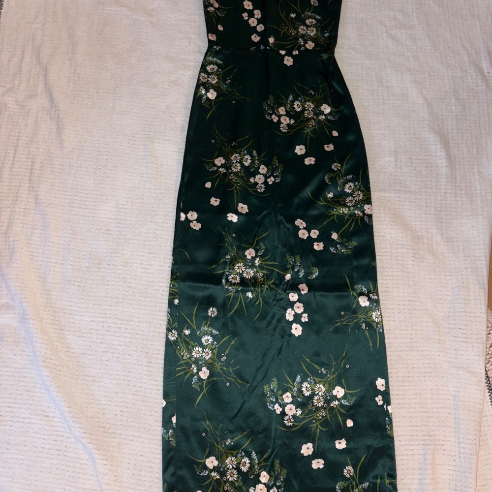 Reformation Frankie Silk Dress, Green, Size 2 - Picture 3 of 5